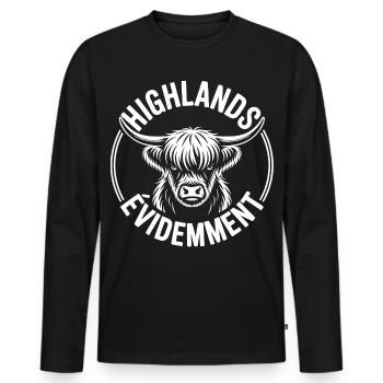 Schottische Highland-Kuh – Highland-Kuh - Männer Premium Bio Langarmshirt - Schwarz - Vorne - Nico (187cm)