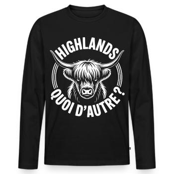 Schottische Highland-Kuh – Highland-Kuh - Männer Premium Bio Langarmshirt - Schwarz - Vorne - Nico (187cm)