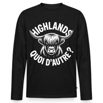 Highlands Ox Longhorn Monochrom - Männer Premium Bio Langarmshirt - Schwarz - Vorne - Nico (187cm)