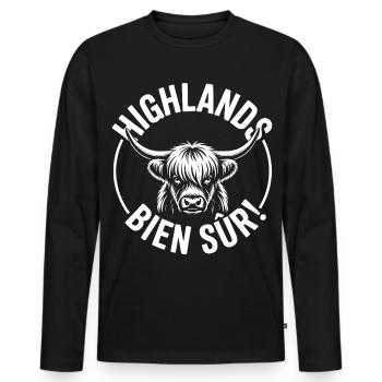 Highland Cow Bien Sûr - T-shirt manches longues Premium bio Homme - noir - Devant - Nico (187cm)