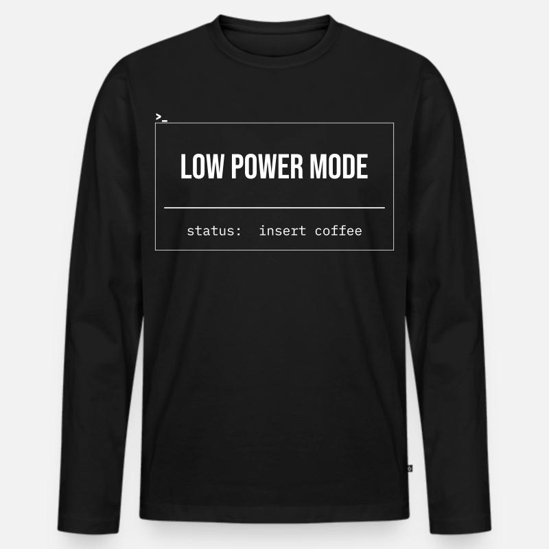 Low Power Modus Kaffee - Männer Premium Bio Langarmshirt - Schwarz