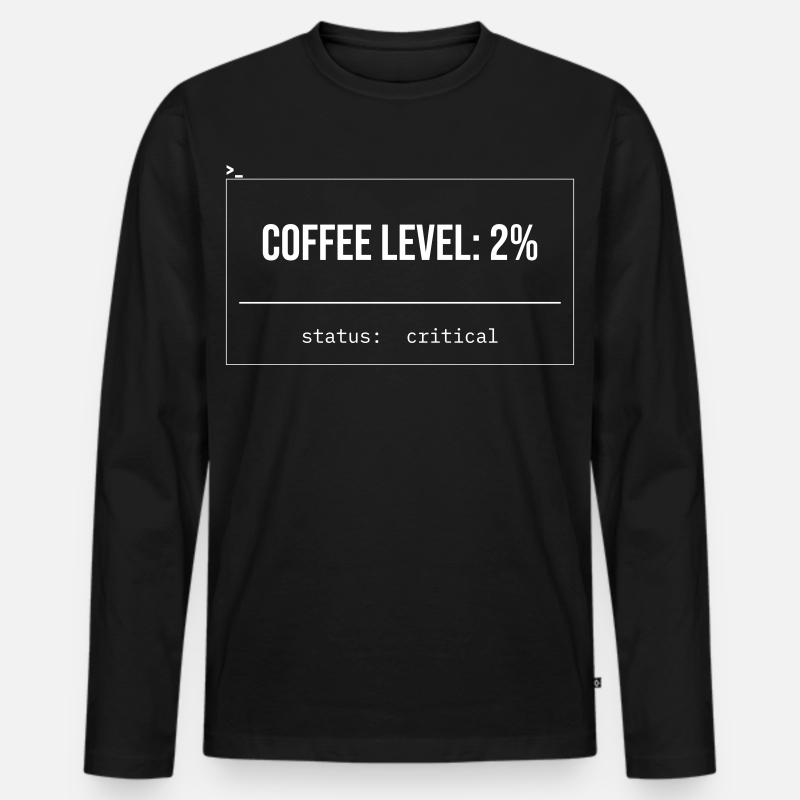 Kaffee Level 2% – Kritischer Status - Männer Premium Bio Langarmshirt - Schwarz