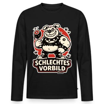 Schlechtes Vorbild Bulldog Cartoon - Men's Premium Organic Long Sleeve Shirt - black - Front - Nico (187cm)