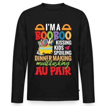 Baby-sitter incontournable pour une famille au pair - T-shirt manches longues Premium bio Homme - noir - Devant - Nico (187cm)