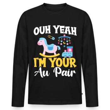 Baby-sitter Travailleuse au pair d’appréciation familiale - T-shirt manches longues Premium bio Homme - noir - Devant - Nico (187cm)