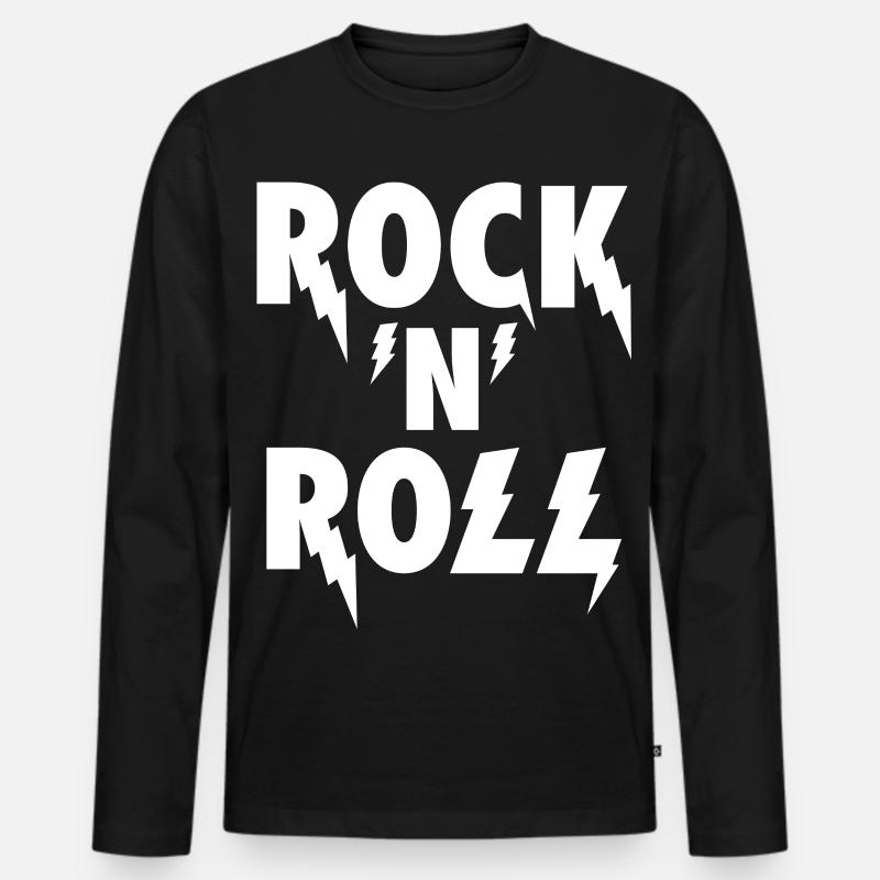 Rock'N'Roll Blitz-Emblem - Männer Premium Bio Langarmshirt - Schwarz