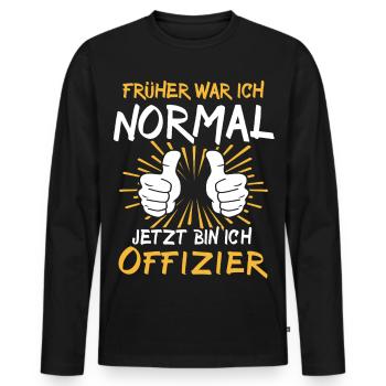 Offizier Spruch - Männer Premium Bio Langarmshirt - Schwarz - Vorne - Nico (187cm)