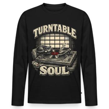 Collectionneur de vinyles, collectionneur de platine, Soul - T-shirt manches longues Premium bio Homme - noir - Devant - Nico (187cm)