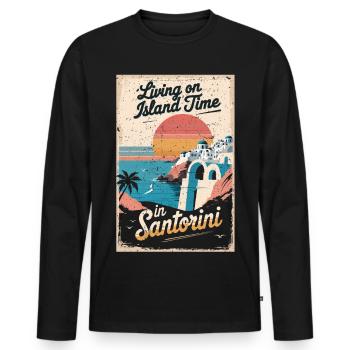 Island Time In Santorini - Männer Premium Bio Langarmshirt - Schwarz - Vorne - Nico (187cm)