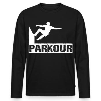 Parkour - Männer Premium Bio Langarmshirt - Schwarz - Vorne - Nico (187cm)