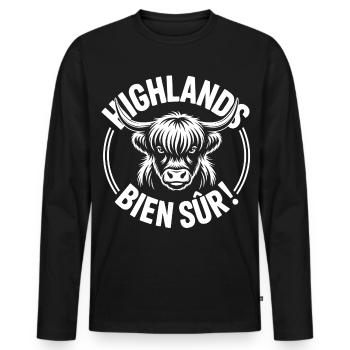 Highlands Bien Sûr - Männer Premium Bio Langarmshirt - Schwarz - Vorne - Nico (187cm)