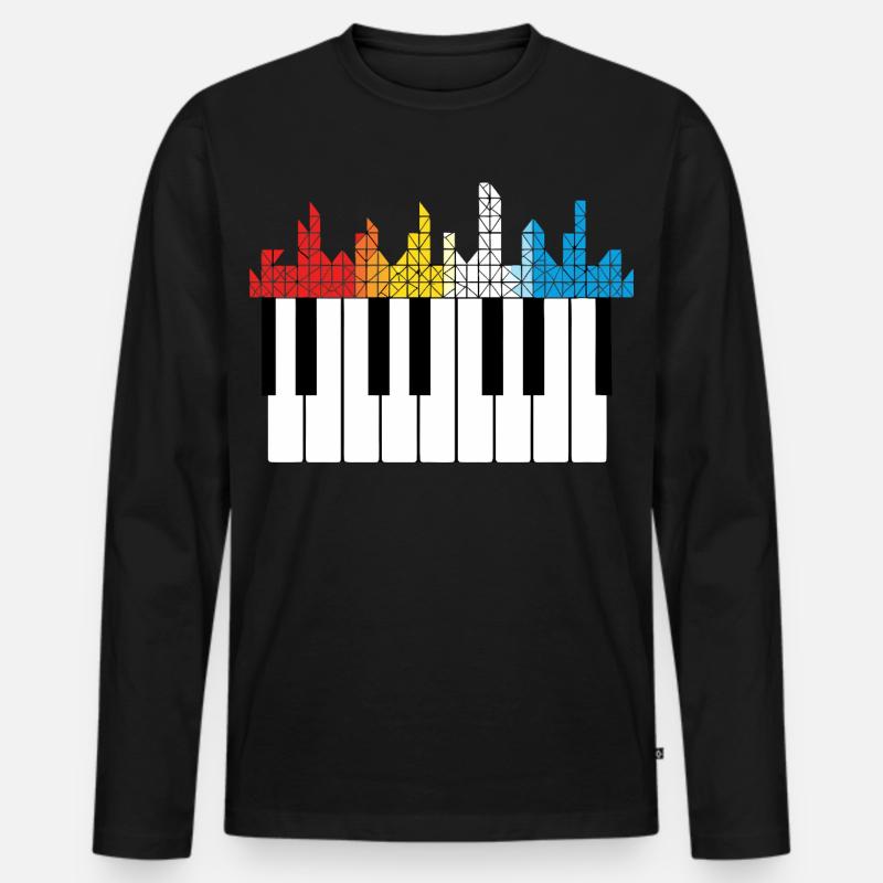 Klavier Piano Musiker Geschenk - Männer Premium Bio Langarmshirt - Schwarz