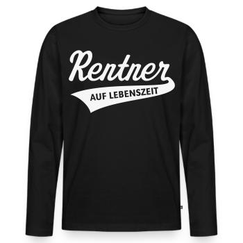 Rentner Auf Lebenszeit (Rente / Ruhestand / White) - Männer Premium Bio Langarmshirt - Schwarz - Vorne - Nico (187cm)