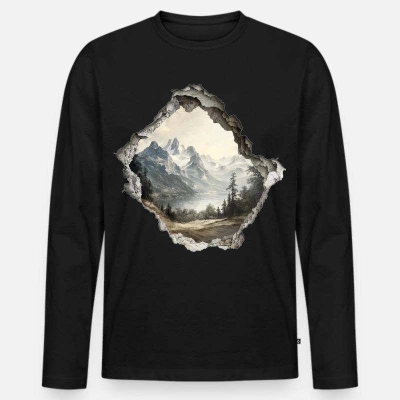 Escursioni in montagna - Maglia a manica lunga ecologica premium da uomo - nero