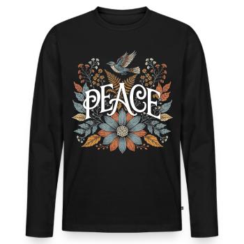 Peace Natur Symbol für Ruhe und Harmonie Liebhaber - Männer Premium Bio Langarmshirt - Schwarz - Vorne - Nico (187cm)