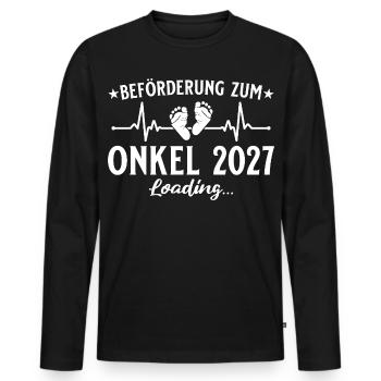 Beförderung zum Onkel 2027 Loading Geschenk - Männer Premium Bio Langarmshirt - Schwarz - Vorne - Nico (187cm)
