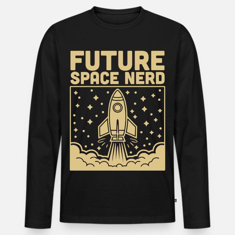 Future Space Nerd Space Rocket Launch - Men's Premium Organic Long Sleeve Shirt - black