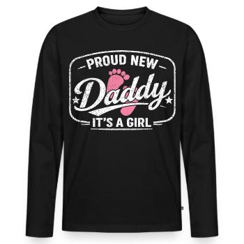 Werdender Papa & Vater, Geburt Tochter Mädchen - Männer Premium Bio Langarmshirt - Schwarz - Vorne - Nico (187cm)