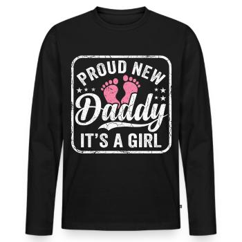 Werdender Papa & Vater, Geburt Tochter Mädchen - Männer Premium Bio Langarmshirt - Schwarz - Vorne - Nico (187cm)