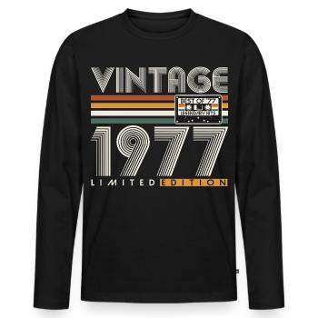 1977 Vintage Vintage Rétro Cadeau d’anniversaire - T-shirt manches longues Premium bio Homme - noir - Devant - Nico (187cm)