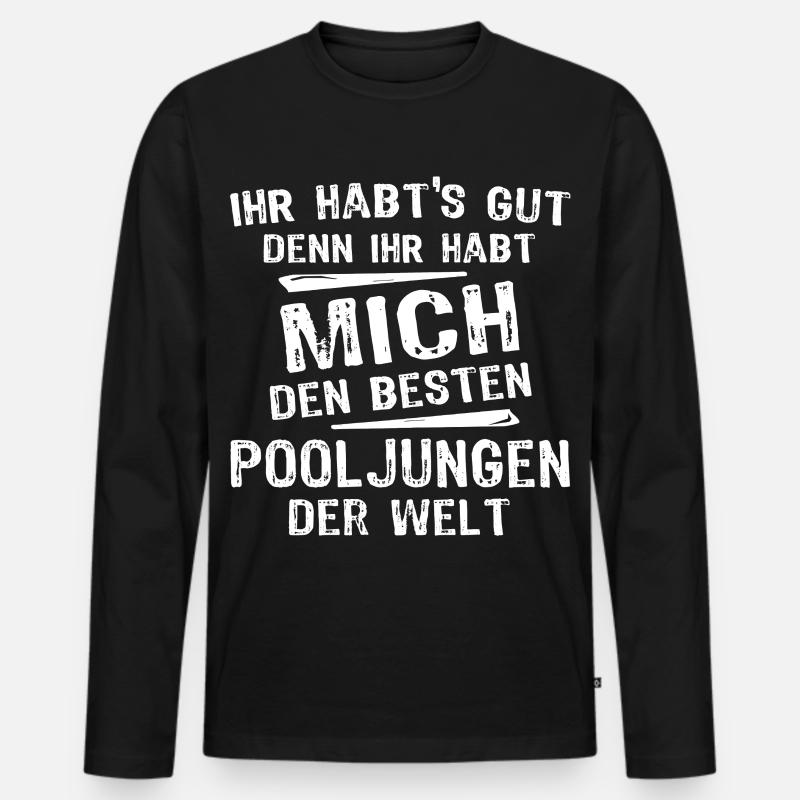 Pooljunge - Männer Premium Bio Langarmshirt - Schwarz