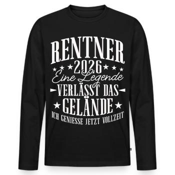 Rentner 2026 Rente Ruhestand Geschenk - Männer Premium Bio Langarmshirt - Schwarz - Vorne - Nico (187cm)