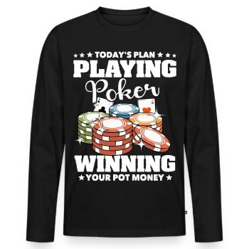 Poker Poker Joueurs - T-shirt manches longues Premium bio Homme - noir - Devant - Nico (187cm)