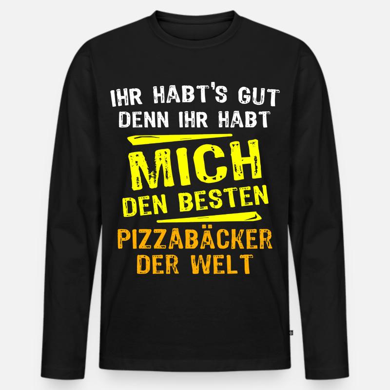 Pizzabäcker Geschenk - Männer Premium Bio Langarmshirt - Schwarz