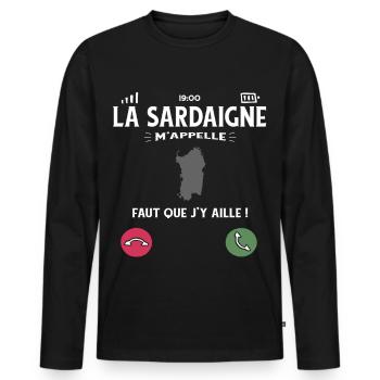 La Sardaigne M’Appelle Faut Que J’Y Aille Humour - T-shirt manches longues Premium bio Homme - noir - Devant - Nico (187cm)
