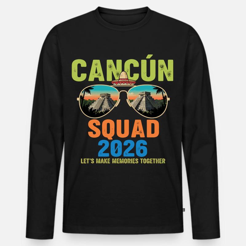 Cancun Squad 2026 Urlaub - Männer Premium Bio Langarmshirt - Schwarz