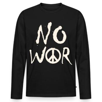 PAS DE GUERRE – Déclaration pour la paix contre la guerre - T-shirt manches longues Premium bio Homme - noir - Devant - Nico (187cm)
