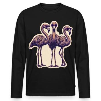 Flamingos Mit Sonnenbrille - Männer Premium Bio Langarmshirt - Schwarz - Vorne - Nico (187cm)