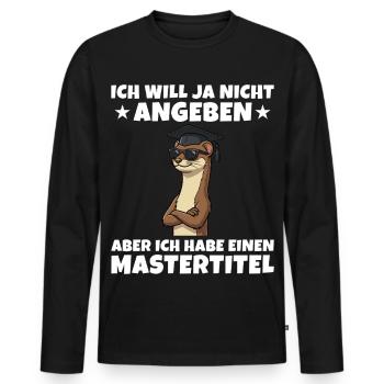 Mastertitel geschafft Wiesel Studium Abschluss - Männer Premium Bio Langarmshirt - Schwarz - Vorne - Nico (187cm)