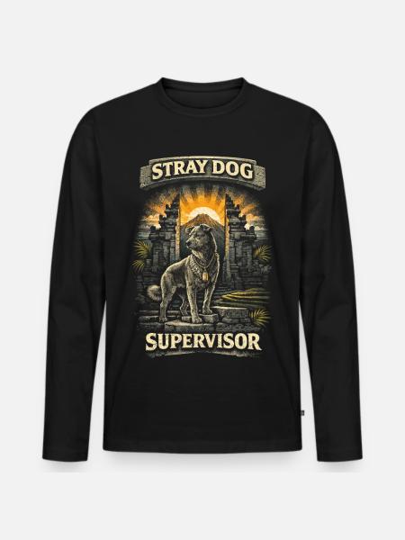 Bali Travel Stray Dog Supervisor - Men's Premium Organic Long Sleeve Shirt - black