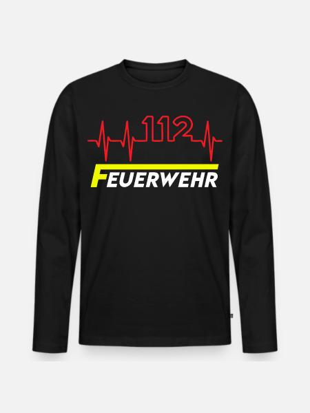 Feuewehr 112 - Männer Premium Bio Langarmshirt - Schwarz