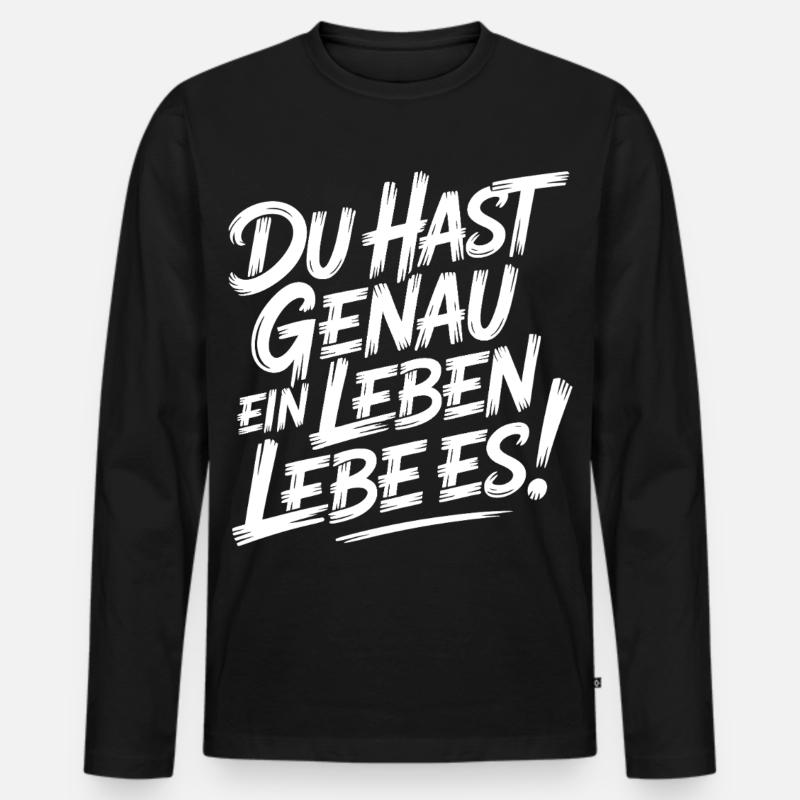 Nur ein Leben – Lebe es - Männer Premium Bio Langarmshirt - Schwarz