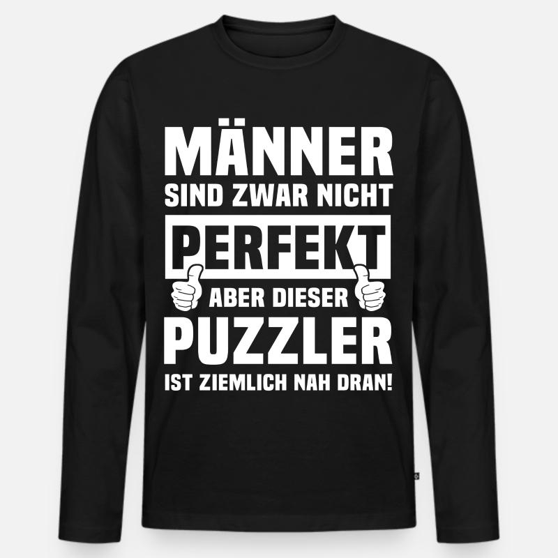Puzzler - Männer Premium Bio Langarmshirt - Schwarz
