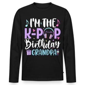 Je suis le grand-père d’anniversaire de la K Pop - T-shirt manches longues Premium bio Homme - noir - Devant - Nico (187cm)