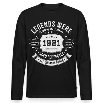 April 1981 Geburtstagsgeschenk - Männer Premium Bio Langarmshirt - Schwarz - Vorne - Nico (187cm)