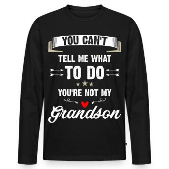 Not Your Grandson Tee - Men's Premium Organic Long Sleeve Shirt - black - Front - Nico (187cm)