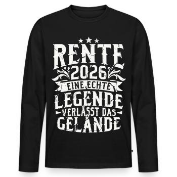 Rente 2026 Rentner Ruhestand Geschenk - Männer Premium Bio Langarmshirt - Schwarz - Vorne - Nico (187cm)