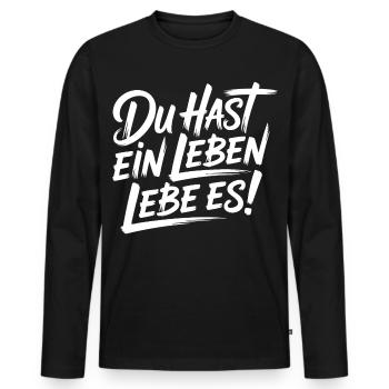 Du hast nur ein Leben – Lebe es - Männer Premium Bio Langarmshirt - Schwarz - Vorne - Nico (187cm)