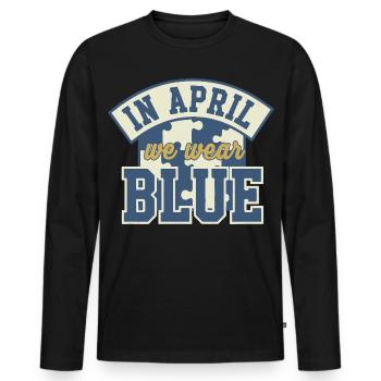 In April we wear Blue - Men's Premium Organic Long Sleeve Shirt - black - Front - Nico (187cm)