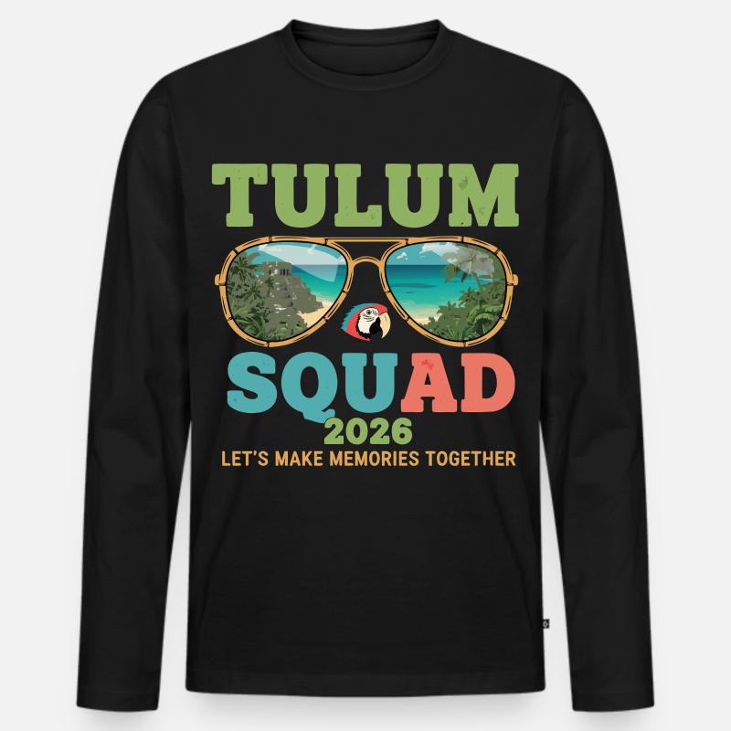 Tulum Squad 2026 Urlaub - Männer Premium Bio Langarmshirt - Schwarz