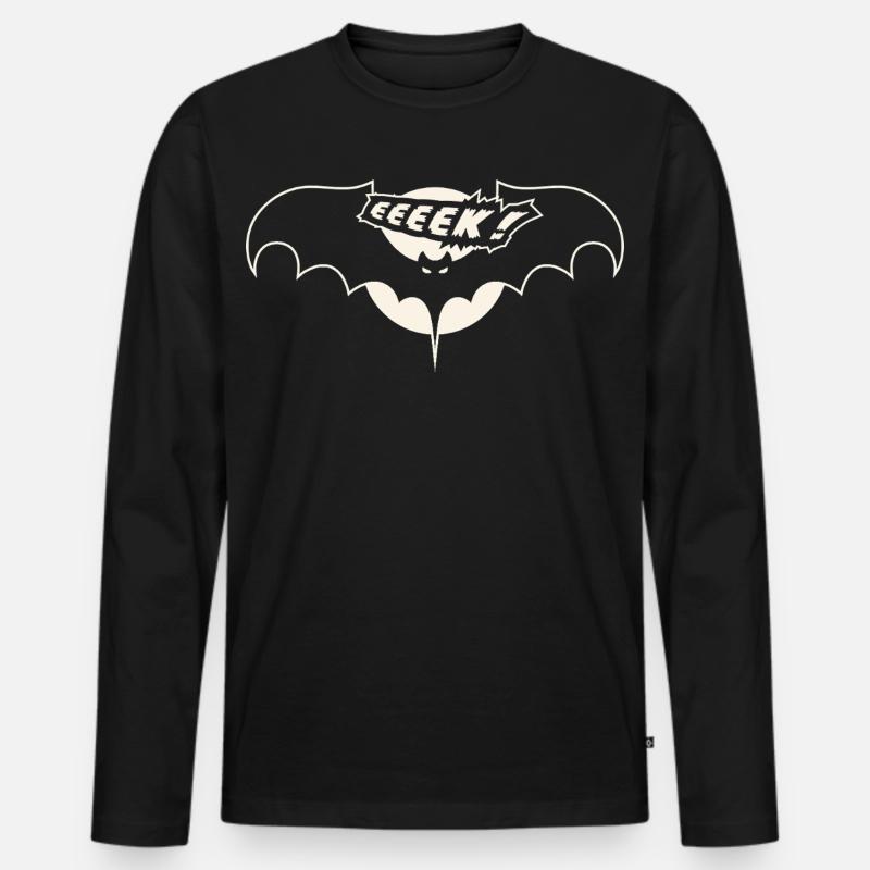 Fledermaus - Männer Premium Bio Langarmshirt - Schwarz