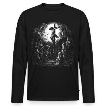 Vêtements de ville de la Crucifixion Jésus-Christ - T-shirt manches longues Premium bio Homme - noir - Devant - Nico (187cm)