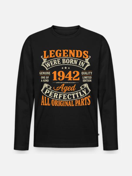 Légendes Nées 1942 Âgé Parfait - T-shirt manches longues Premium bio Homme - noir
