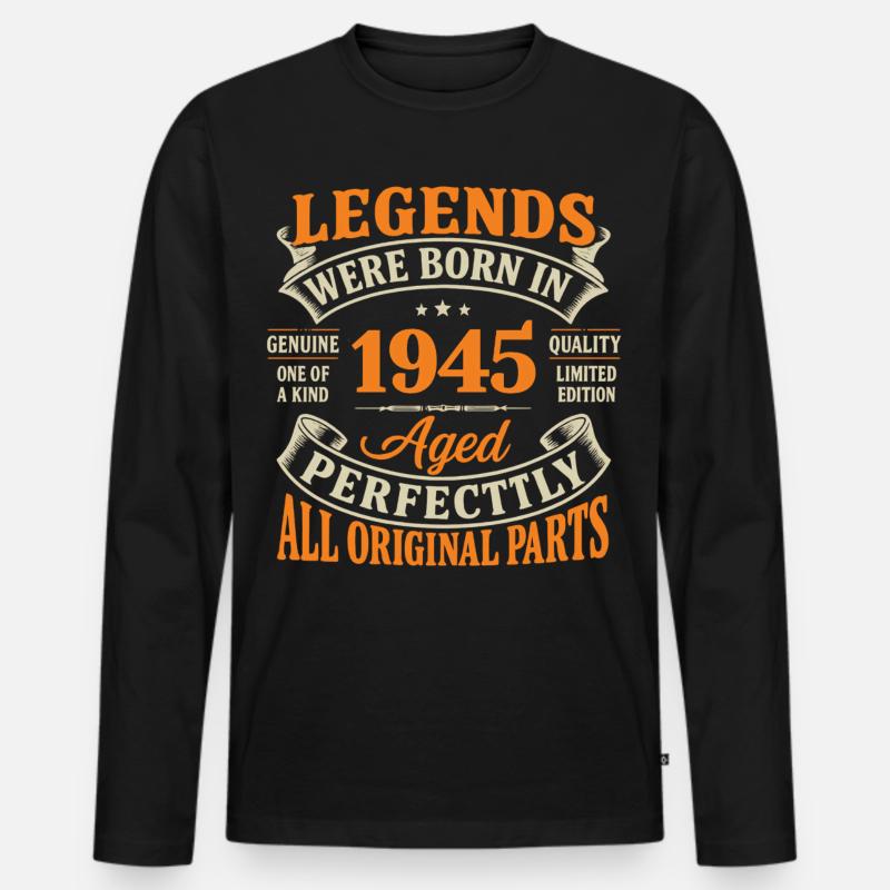 Legenden wurden 1945 perfekt gealtert - Männer Premium Bio Langarmshirt - Schwarz