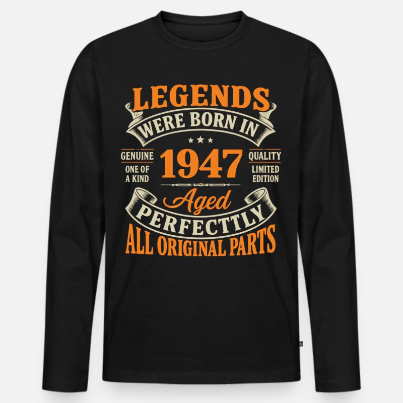 Legends 1947, perfekt gealtert - Männer Premium Bio Langarmshirt - Schwarz
