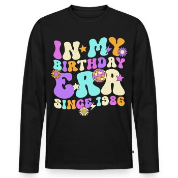 Cadeau rétro vintage pour 40 ans - T-shirt manches longues Premium bio Homme - noir - Devant - Nico (187cm)